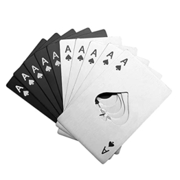 10 Stück Flaschenöffner, Edelstahl Bierdeckel Dosenöffner, Poker Ace of Spades A Cards Wasserflaschenöffner, Brieftaschen-Flaschenöffner - Silber & Schwarz - 1