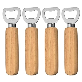 4 Stück Flaschenöffner ​holz Bieröffner Holzgriff Tragbare Personalisierter Naturholz Kronkorkenöffner Bier geschenke ​für Männer - 1