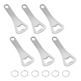 6 Stück Flaschenöffner Set Stahl Kronkorkenöffner Bieröffner aus Edelstahl Bierflaschenöffner Schlüsselanhänger für Home Pub Outdoor Männer Barkeeper - 1