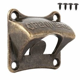 bennyuesdfd Flaschenöffner Wandmontage 1 Stück Wandflaschenöffner Wand Bieröffner mit Montierte Schrauben (Bronze) - 1