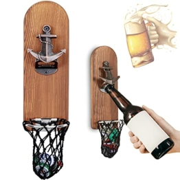 Bieröffner Wand mit Kronkorken Sammler, Magnetischer Flaschenöffner Wand, Wandflaschenöffner mit Auffangbehälter, Bier Geschenke für Männer, Papa, Ehemann, Bar Zubehör für Hause, Freien (Stil 4) - 1