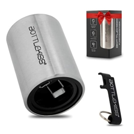 BOTTLEKISS® Flaschenöffner Premium Push & Pull I Schlüsselanhänger GRATIS mit Korken und Dosenöffner I Bierflaschenöffner I Geschenkidee Valentinstag Geburtstag I Party & Festival - 1