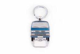 BRISA VW Collection - Volkswagen Schlüssel-Anhänger-Ring Schlüsselbund-Accessoire Keyholder mit Bier-Flaschen-Öffner im T3 Bulli Bus Design (Blau) - 1