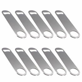 Coolty 10 Stück Flaschenöffner, Bar Blade Bottle Opener, Edelstahl Barkeeper Bierflaschenöffner mit Einem Beschichtet Griff, 18cm (Silber) - 1