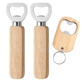 Flaschenöffner, 3 Stück Flaschenöffner Edelstahl, Bieröffner aus Eichenholz, Bierflaschenöffner, Geschenke für Männer - 1
