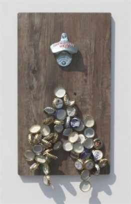 FLUX-Wandflaschenöffner in Holz-Optik"Diamond" mit Magnet-Falle - 1