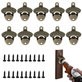 Ksvaye 10 Stück Wandflaschenöffner Bier Flaschenöffner Wandmontage Bieröffner Wand zum Schrauben für Bar Restaurant Küchen (Bronze) - 1