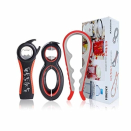 Multi Flaschenöffner, Deckelöffner Senioren - 4 in 1 und 5 in 1 und 6 in 1 Glasöffner - Schraubglasöffner mit Rutschfestem Griff, ideal für Kinder, Senioren, Arthritische Hände - 1
