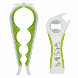 Otstar Neuester Glasöffner, 5-in-1 Multifunktions-Flaschenöffner, Ring-Ziehdosenöffner-Set für schwache Hände, ältere Menschen, Arthritis-Patienten (weiß und grün) - 1