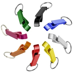Set 8er Schlüsselanhänger Schlüsselring mit bunten Anhängern Kapselheber Dosenöffner Anhänger beschriftbar farbig Flaschenöffner - 1