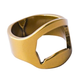 SJJMYM Mini-Flaschenöffner-Ring Tragbarer Edelstahl-Flaschenöffner Neuartiges Fingerwerkzeug Zum Entfernen Von Getränkekronendichtungen Und -Kappen,Gold - 1