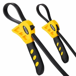 Toolwiz Bandschlüssel 2 Stück 500mm and 600 mm Ölfilterschlüssel Gummi Rohrzange Universal Einstellbar bis max Durchmesser Ø150 mm Schwarz Gelb - 1